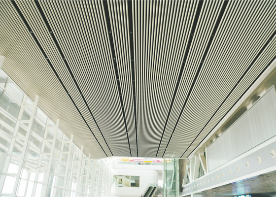 Plafond linéaire tubulaire en aluminium en métal de haute catégorie, diamètre faux blanc du plafond 50mm de musée
