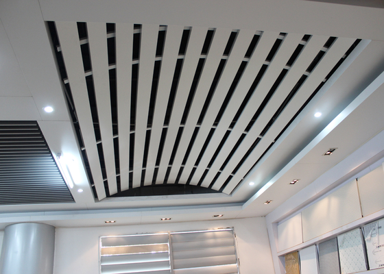 Installation en aluminium de plafond linéaire en métal en forme de dôme avec la quille incurvée, plafond incurvé pour la station